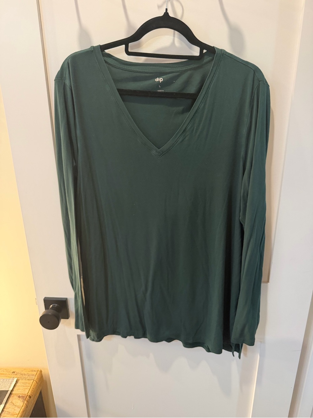 dip Deep Teal V-Neck Long Sleeve Top
